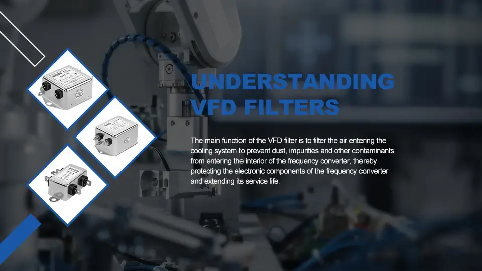 A diagram illustrating the concept of VFD filters and their role in variable frequency drives.